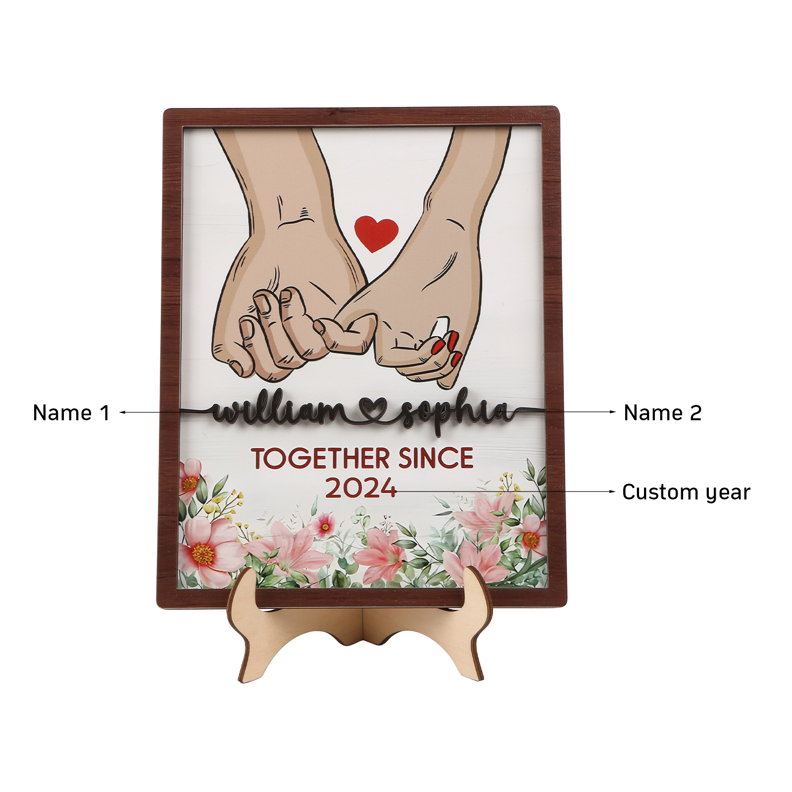 Personalised Pinky Promise Plaque with 2 Names & Custom Year A Symbol of Lasting Love