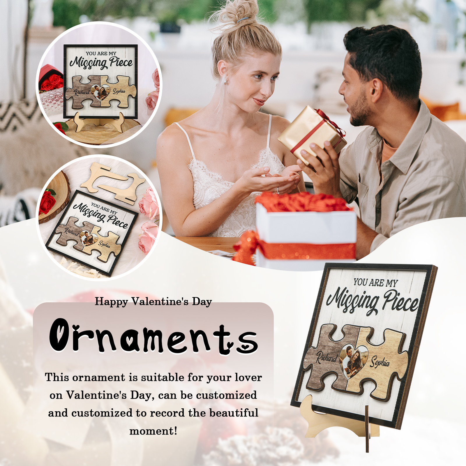 Personalised Puzzle Wooden Plaque with 2 Names & Photo Building Blocks of Love-Jessemade AU