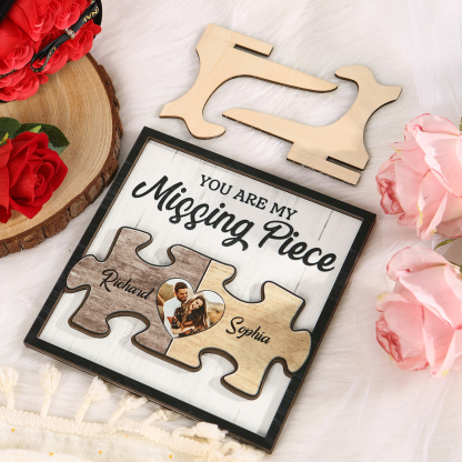 Personalised Puzzle Wooden Plaque with 2 Names & Photo Building Blocks of Love-Jessemade AU