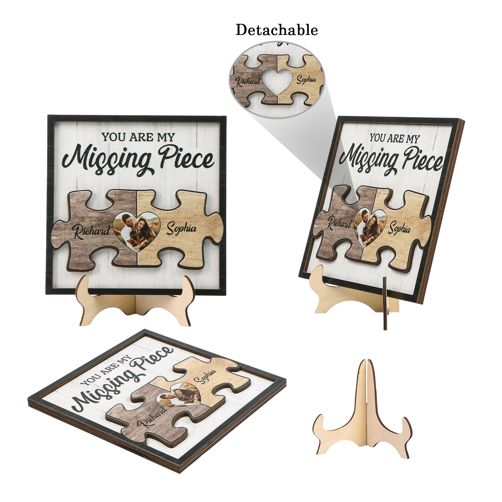 Personalised Puzzle Wooden Plaque with 2 Names & Photo Building Blocks of Love-Jessemade AU