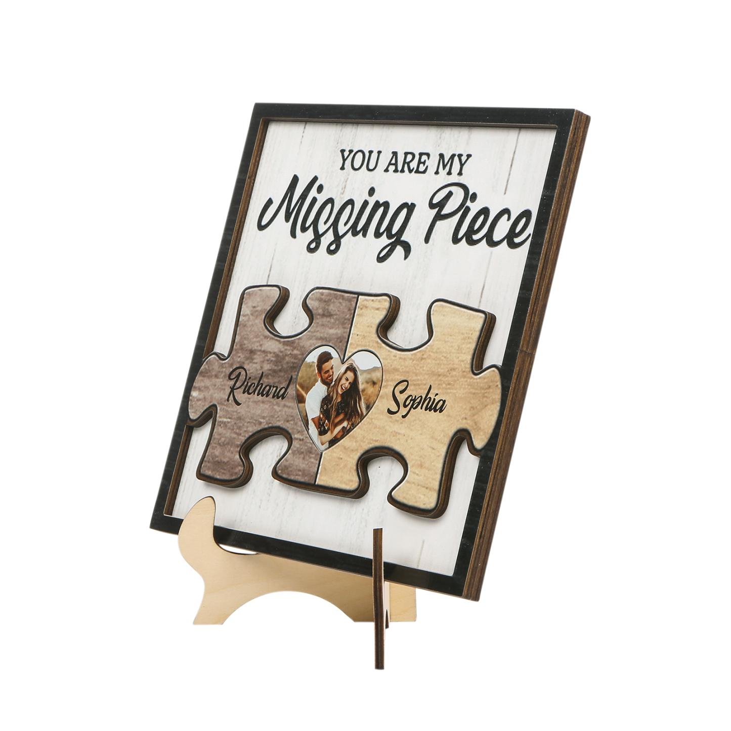 Personalised Puzzle Wooden Plaque with 2 Names & Photo Building Blocks of Love-Jessemade AU