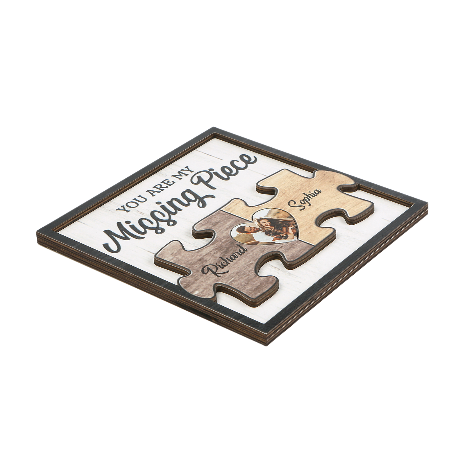 Personalised Puzzle Wooden Plaque with 2 Names & Photo Building Blocks of Love-Jessemade AU