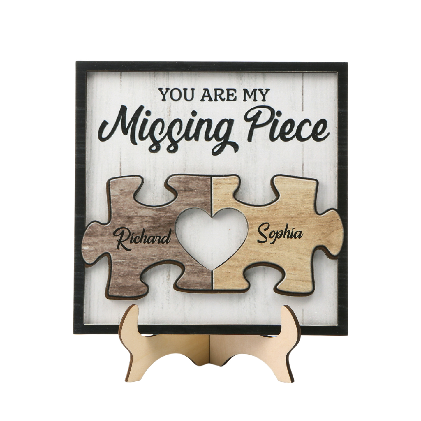 Personalised Puzzle Wooden Plaque with 2 Names & Photo Building Blocks of Love-Jessemade AU