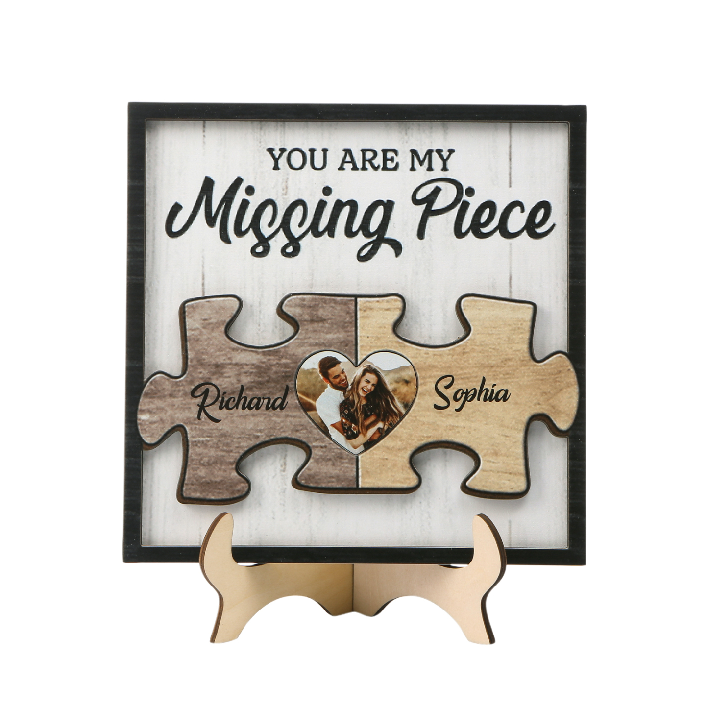 Personalised Puzzle Wooden Plaque with 2 Names & Photo Building Blocks of Love-Jessemade AU