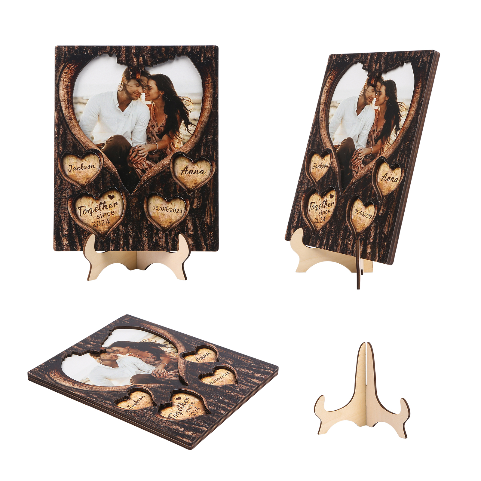 Personalised Wooden Plaque with 2 Names 1 Photo Date & Year A Heartfelt Gift for Couples-Jessemade AU