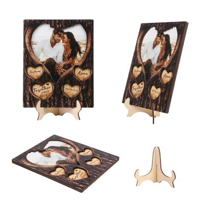 Personalised Wooden Plaque with 2 Names 1 Photo Date & Year A Heartfelt Gift for Couples-Jessemade AU