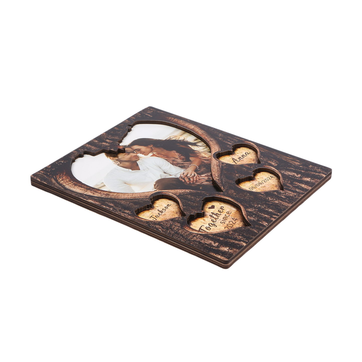 Personalised Wooden Plaque with 2 Names 1 Photo Date & Year A Heartfelt Gift for Couples-Jessemade AU