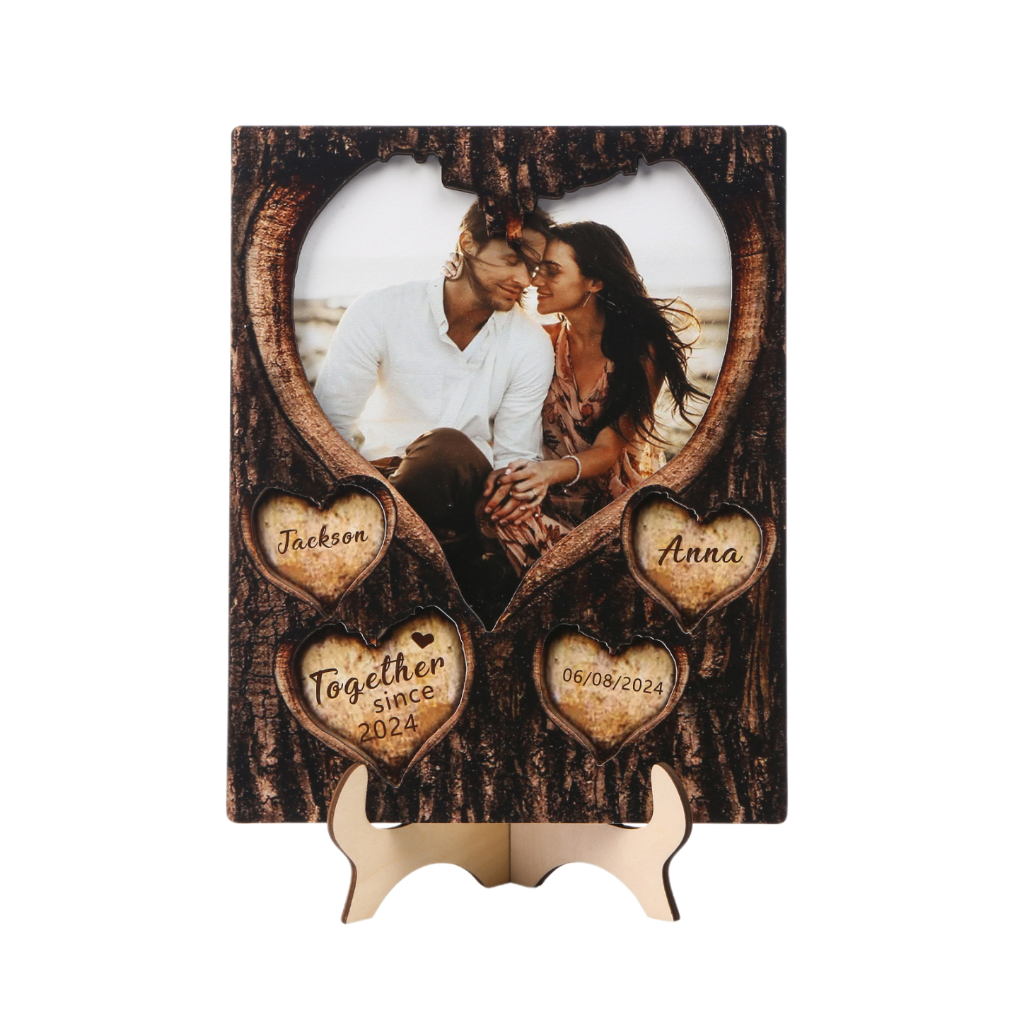 Personalised Wooden Plaque with 2 Names 1 Photo Date & Year A Heartfelt Gift for Couples-Jessemade AU