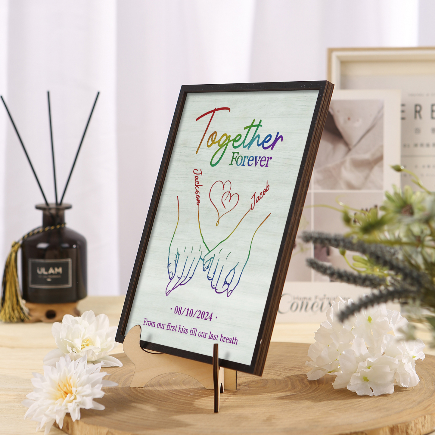 Together Since Personalised Wooden Plaque with 2 Names 1 Date & Heartfelt Text  A Unique Keepsake for Couples-Jessemade AU