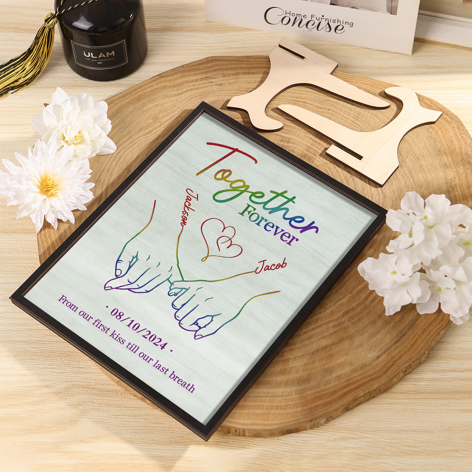 Together Since Personalised Wooden Plaque with 2 Names 1 Date & Heartfelt Text  A Unique Keepsake for Couples-Jessemade AU