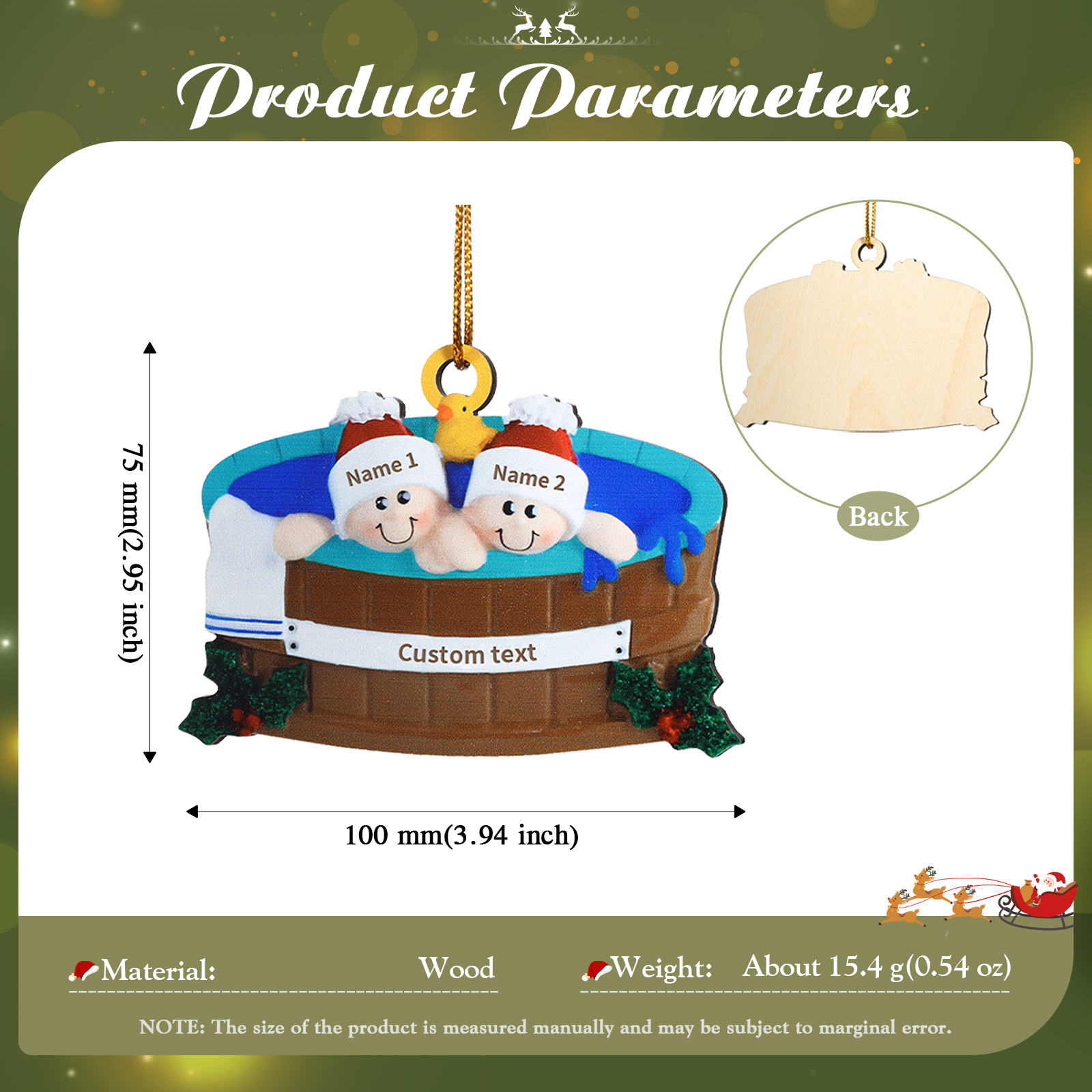 Personalised Family Swimming Hanging Ornament Custom 1 Text & 2 Names Wooden Christmas Gift for Couple-Jessemade AU