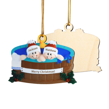 Personalised Family Swimming Hanging Ornament Custom 1 Text & 2 Names Wooden Christmas Gift for Couple-Jessemade AU