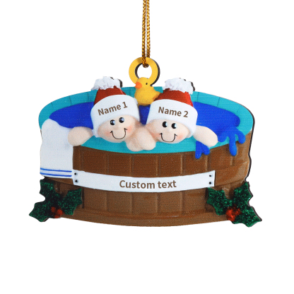 Personalised Family Swimming Hanging Ornament Custom 1 Text & 2 Names Wooden Christmas Gift for Couple-Jessemade AU