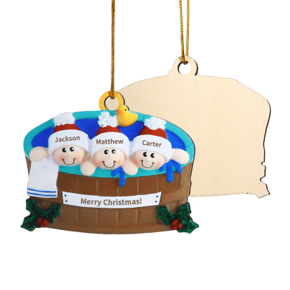 Personalised Family Swimming Hanging Ornament Custom 1 Text & 3 Names Wooden Christmas Gift for Family-Jessemade AU