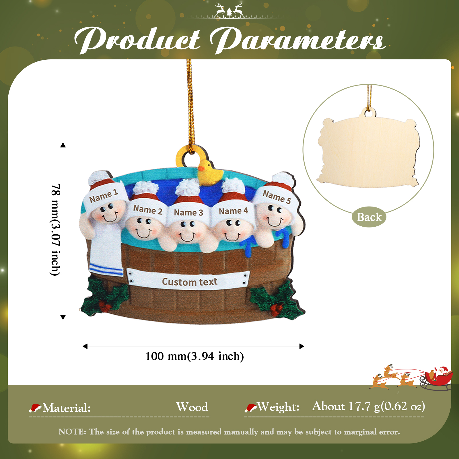 Personalised Family Swimming Hanging Ornament Custom 1 Text & 5 Names Wooden Christmas Gift for Family-Jessemade AU