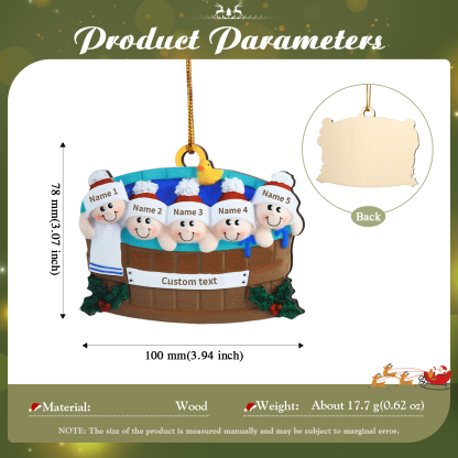 Personalised Family Swimming Hanging Ornament Custom 1 Text & 5 Names Wooden Christmas Gift for Family-Jessemade AU