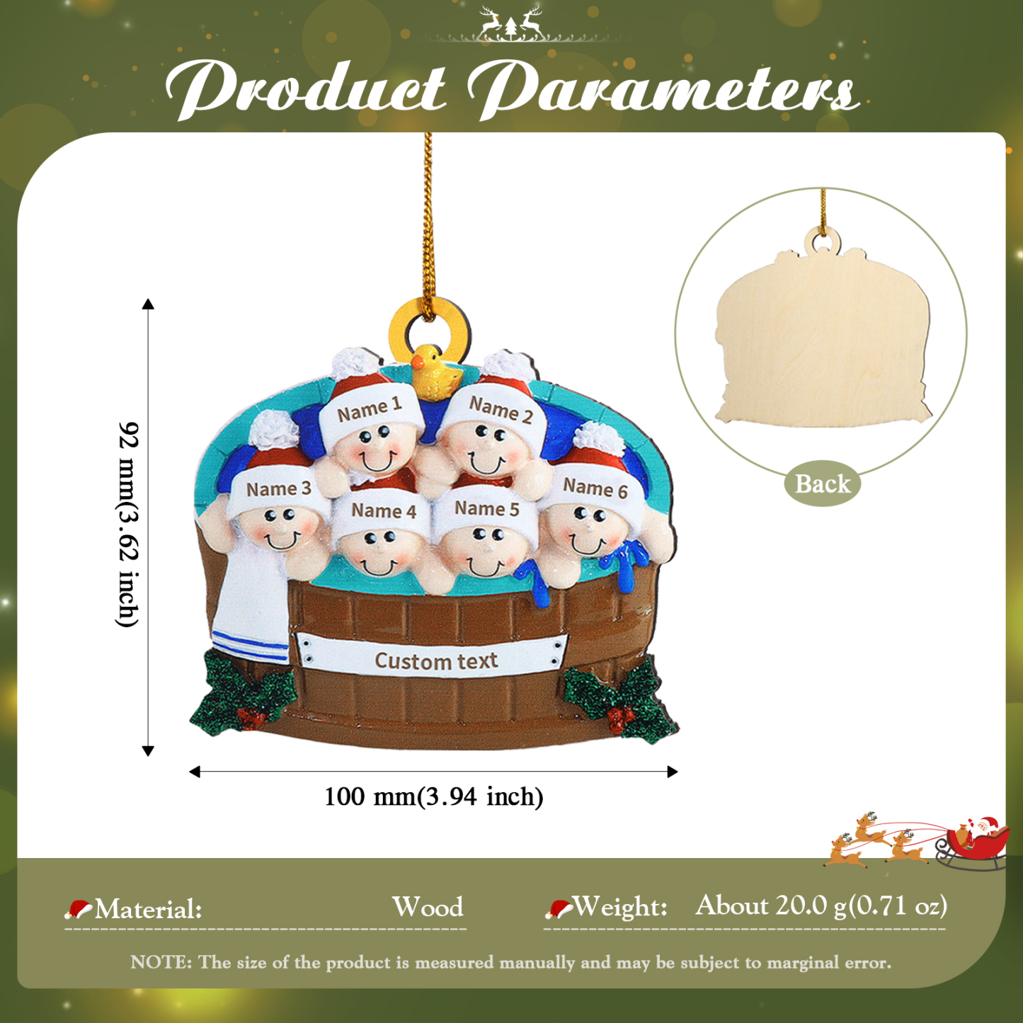 Personalised Family Swimming Hanging Ornament Custom 1 Text & 6 Names Wooden Christmas Gift for Family-Jessemade AU