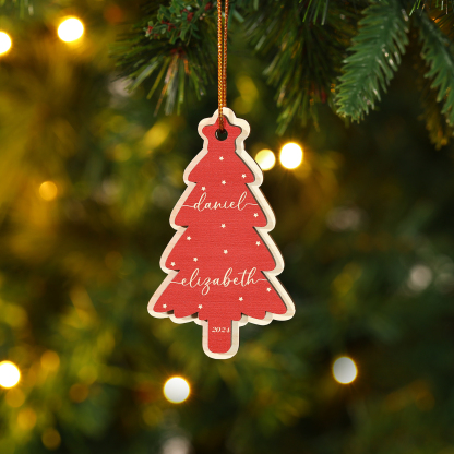 Personalised Christmas Tree Ornament Custom with 1-6 Names Family Holiday Decor 2 Layer Wooden Ornaments-Jessemade AU