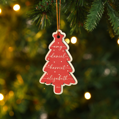 Personalised Christmas Tree Ornament Custom with 1-6 Names Family Holiday Decor 2 Layer Wooden Ornaments-Jessemade AU