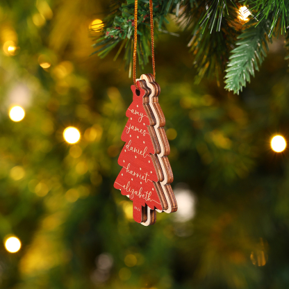 Personalised Christmas Tree Ornament Custom with 1-6 Names Family Holiday Decor 2 Layer Wooden Ornaments-Jessemade AU