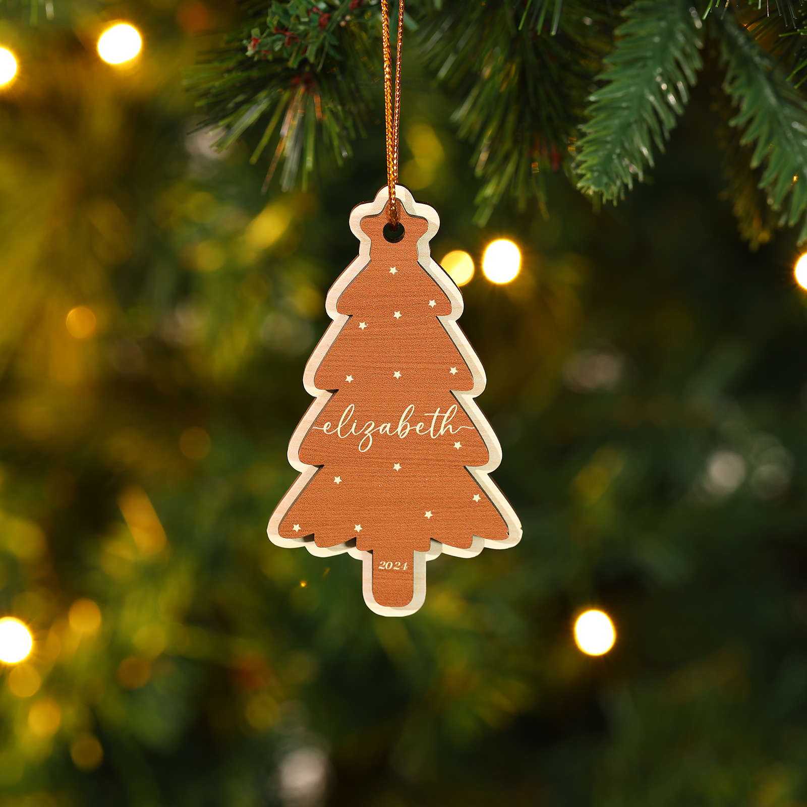 Personalised Christmas Tree Ornament Custom with 1-6 Names Family Holiday Decor 2 Layer Wooden Ornaments-Jessemade AU