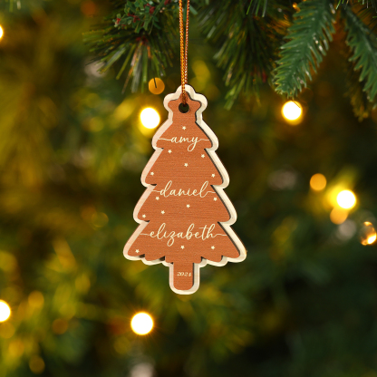 Personalised Christmas Tree Ornament Custom with 1-6 Names Family Holiday Decor 2 Layer Wooden Ornaments-Jessemade AU