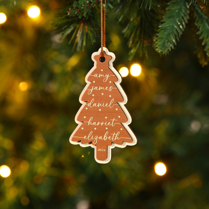 Personalised Christmas Tree Ornament Custom with 1-6 Names Family Holiday Decor 2 Layer Wooden Ornaments-Jessemade AU