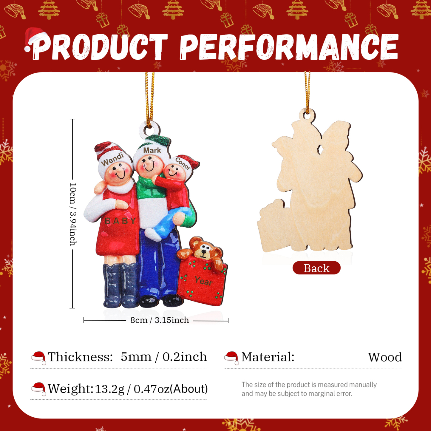 Personalized 3 Names Family Ornament for Pregnant Mom Mum-Jessemade AU