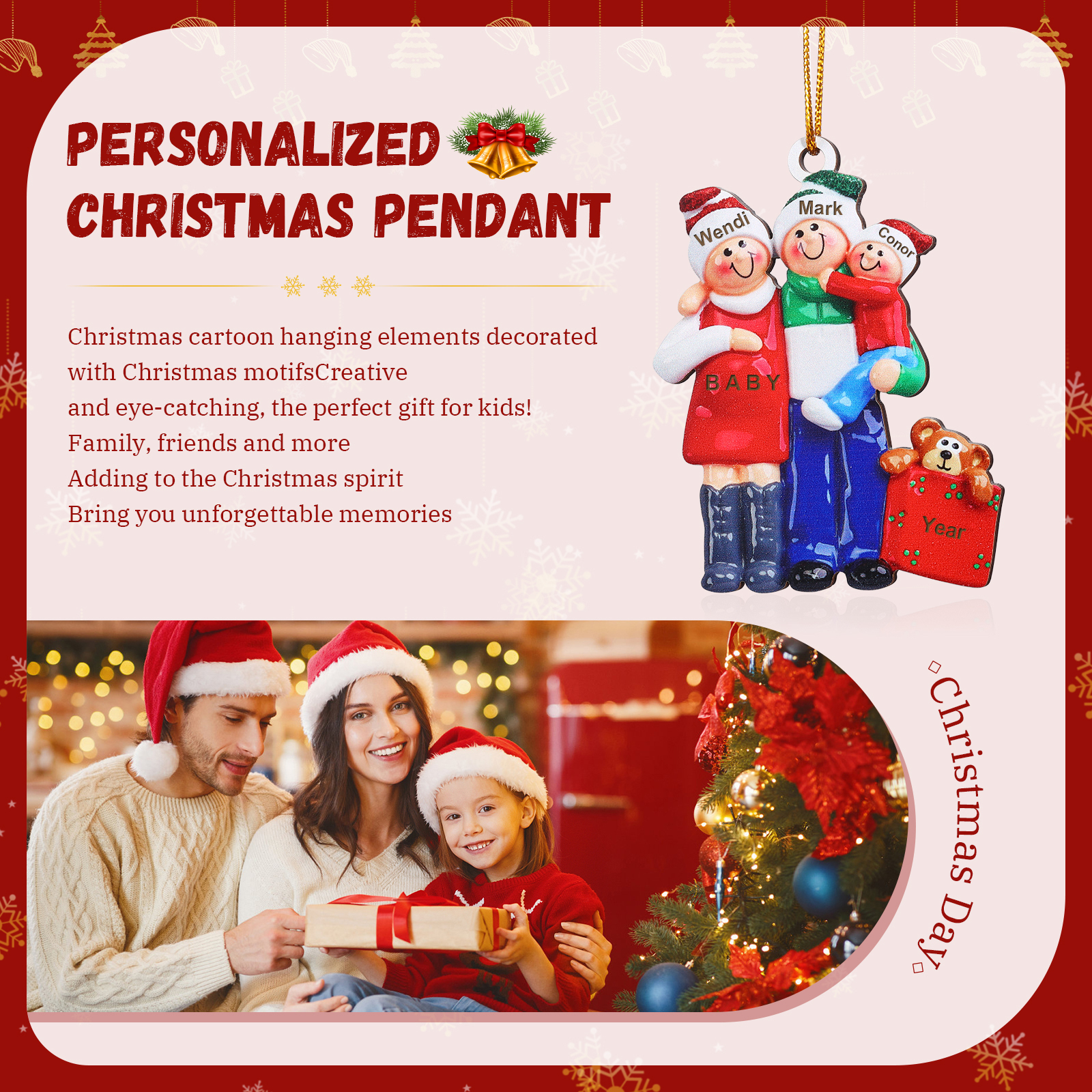 Personalized 3 Names Family Ornament for Pregnant Mom Mum-Jessemade AU