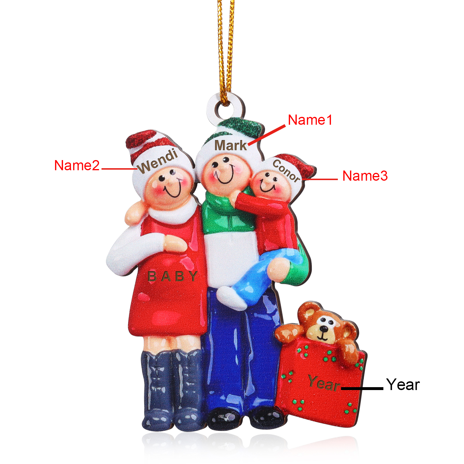 Personalized 3 Names Family Ornament for Pregnant Mom Mum-Jessemade AU