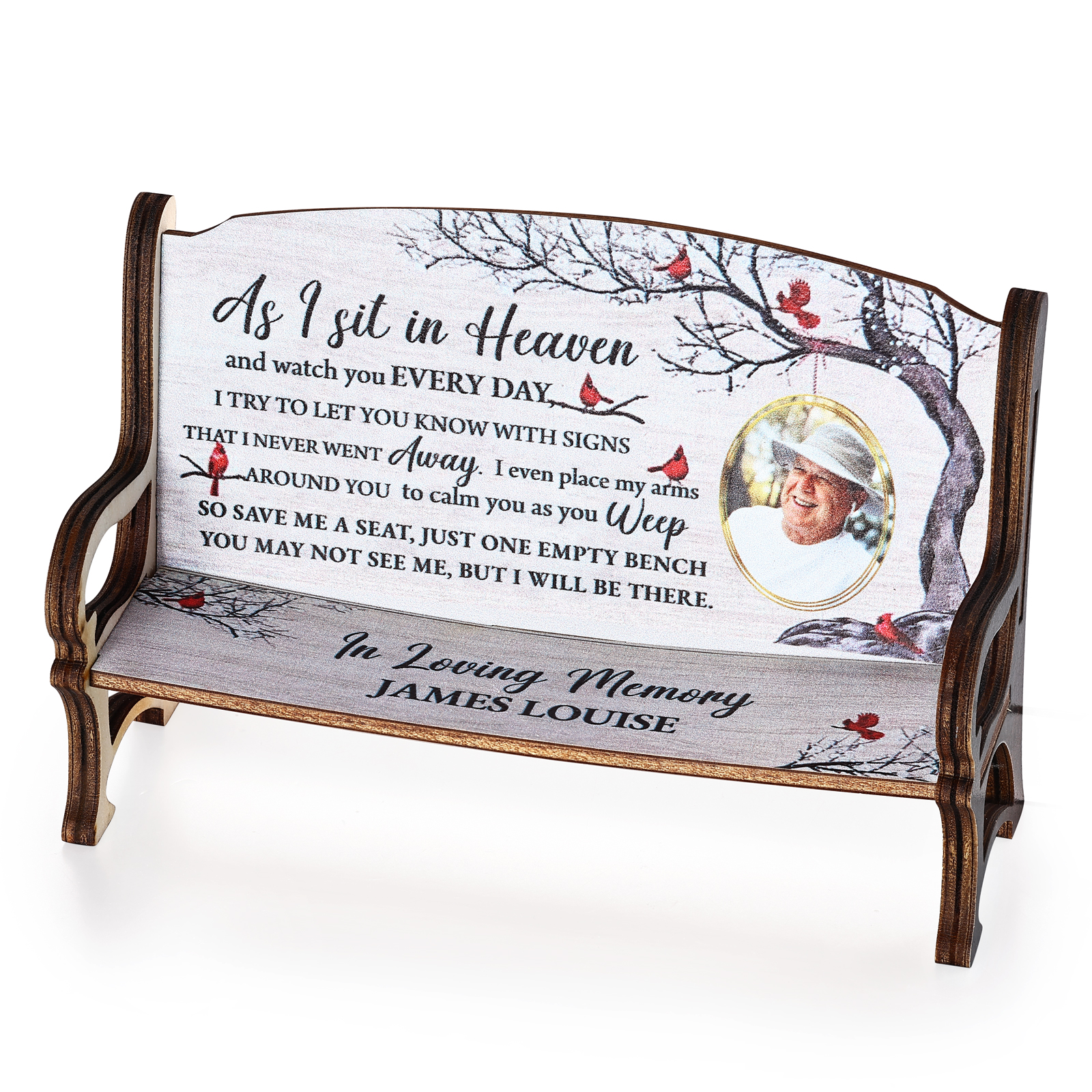 Save Me A Seat Personalised Photo and Name Memorial Bench Wooden Memorial Plaque A Heartfelt Gift for Family