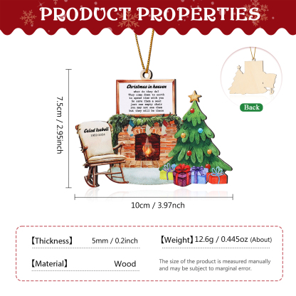 Christmas in Heaven Personalized Memorial Christmas Ornament Commemorate Loved Ones with Custom Name and Year-Jessemade AU