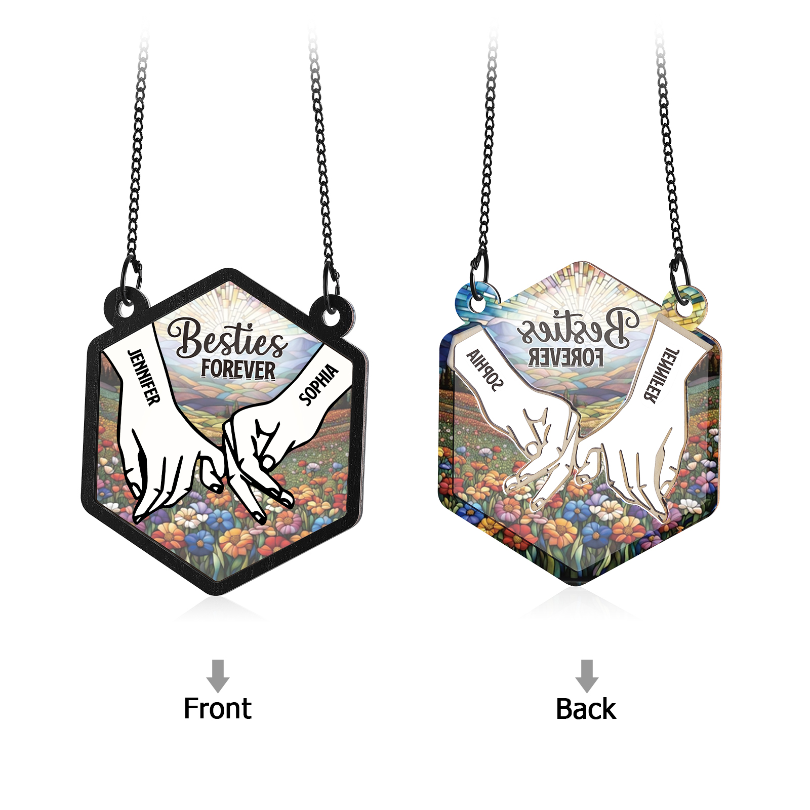 Personalised Sun Catcher for Couples with 2 Names Pinky Promise Design Romantic Light Catcher for Valentine's Day