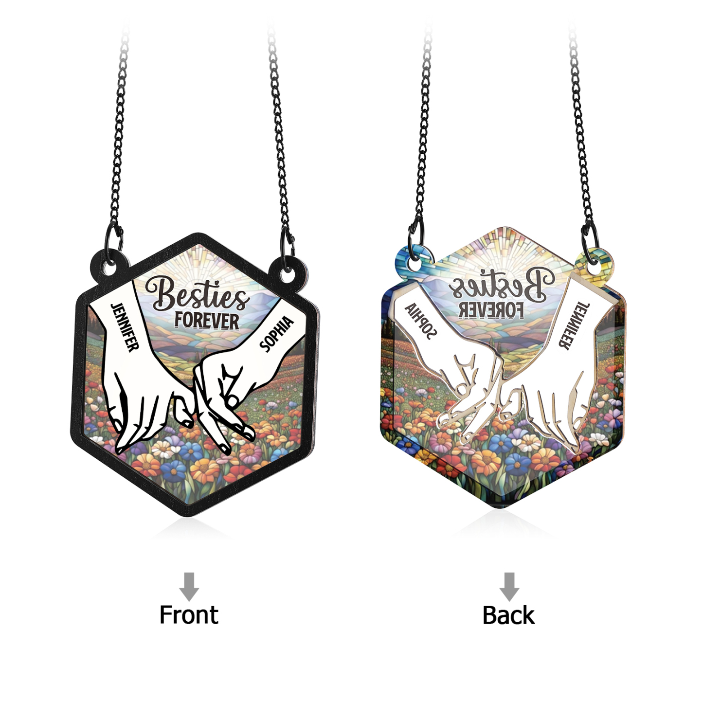 Personalised Sun Catcher for Couples with 2 Names Pinky Promise Design Romantic Light Catcher for Valentine's Day