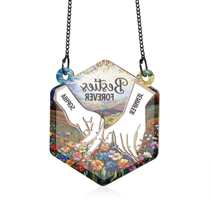 Personalised Sun Catcher for Couples with 2 Names Pinky Promise Design Romantic Light Catcher for Valentine's Day