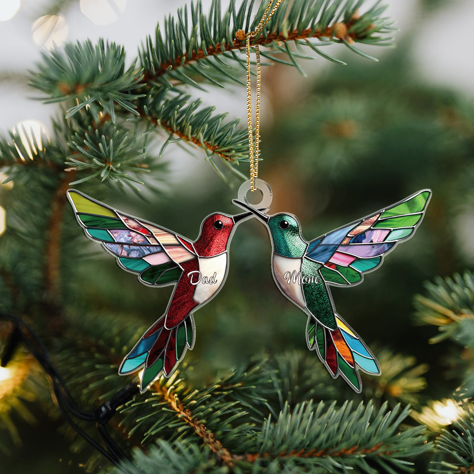 Personalised Hummingbird Family Christmas Ornament Custom 2 Names Gift-Jessemade AU