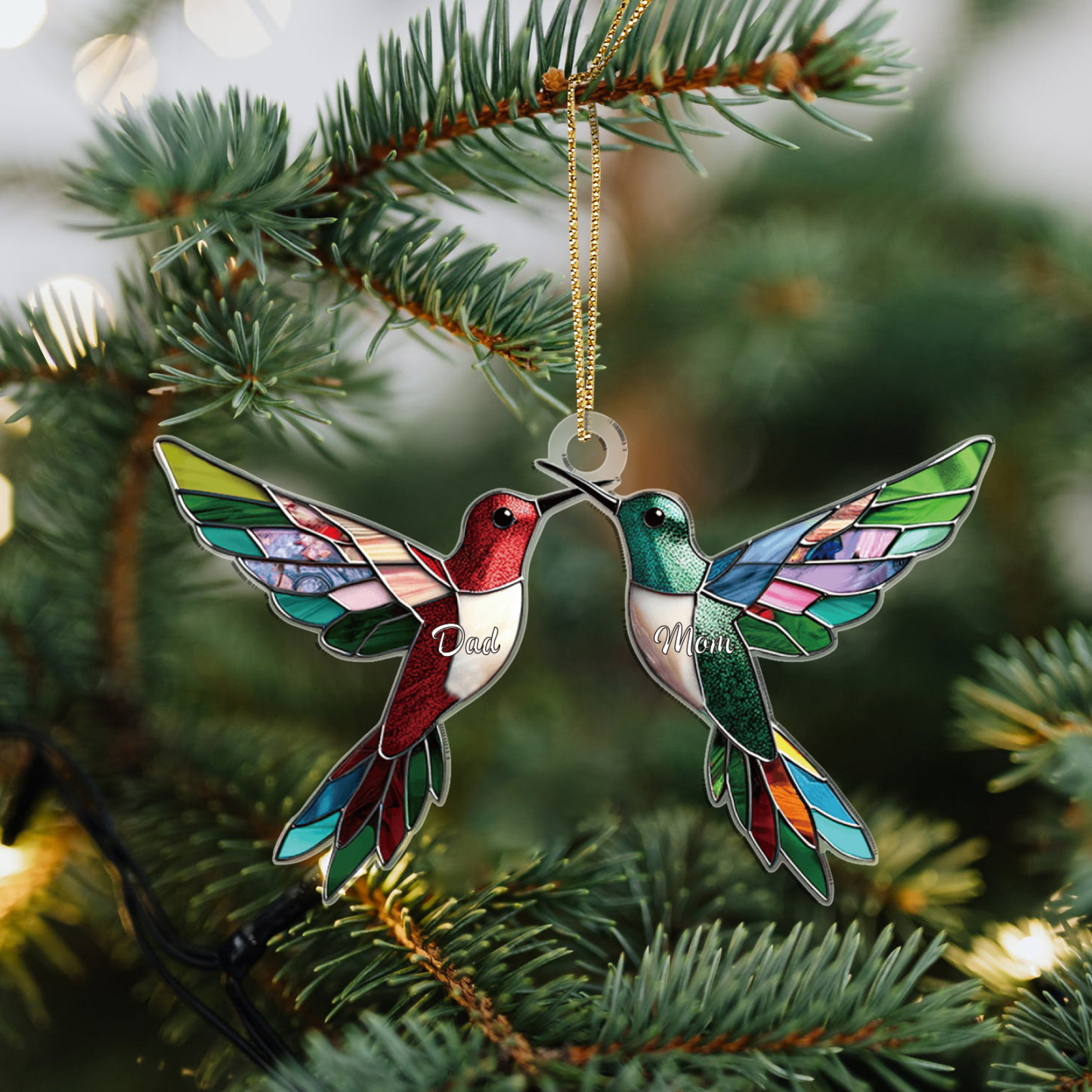 Personalised Hummingbird Family Christmas Ornament Custom 2 Names Gift-Jessemade AU