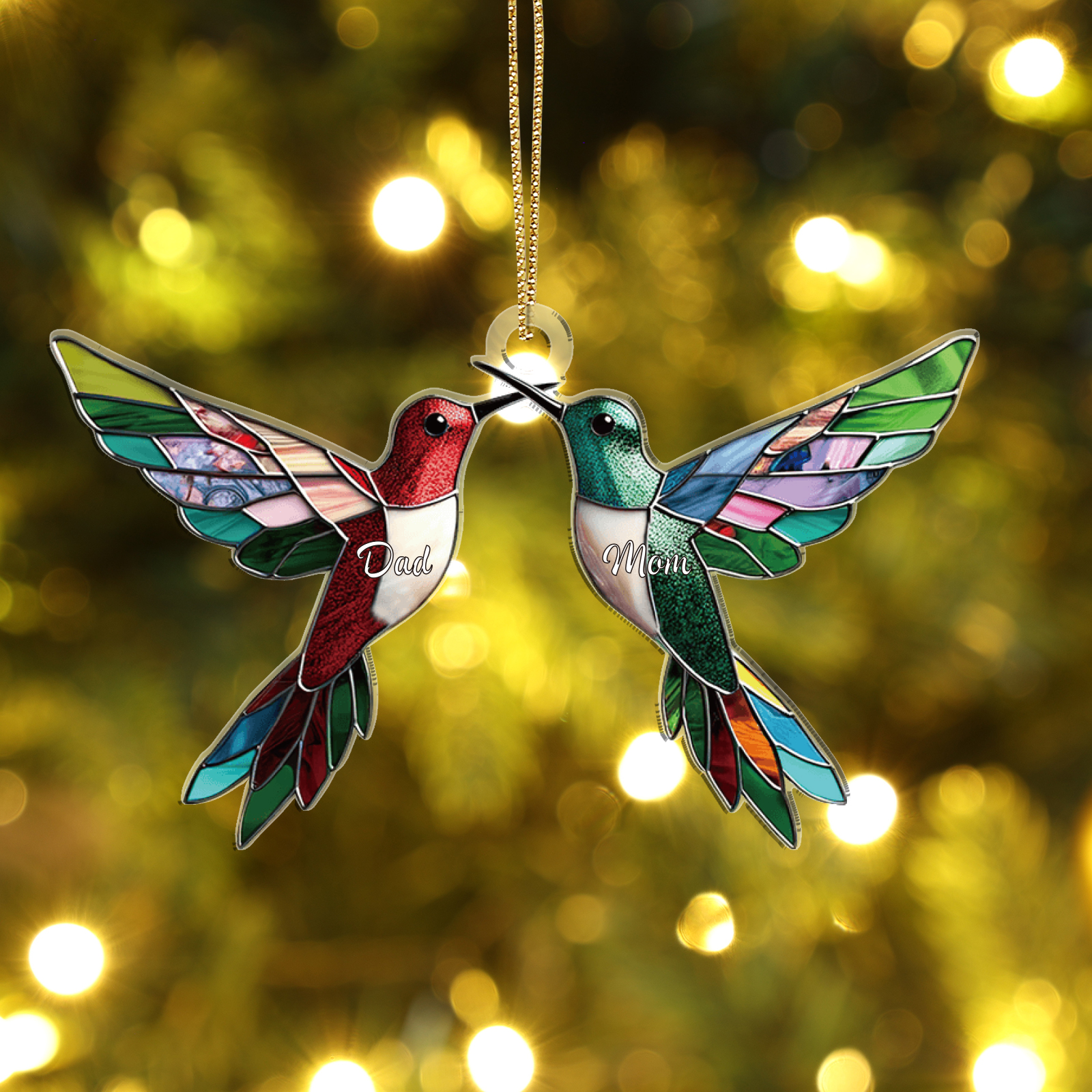 Personalised Hummingbird Family Christmas Ornament Custom 2 Names Gift-Jessemade AU