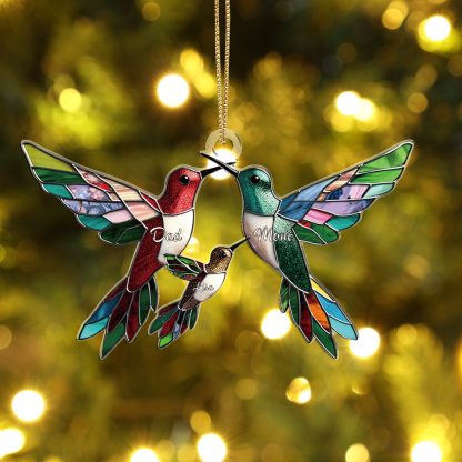 Personalised Hummingbird Family Christmas Ornament Custom 3 Names Gift-Jessemade AU
