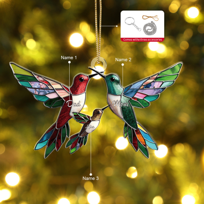 Personalised Hummingbird Family Christmas Ornament Custom 3 Names Gift-Jessemade AU