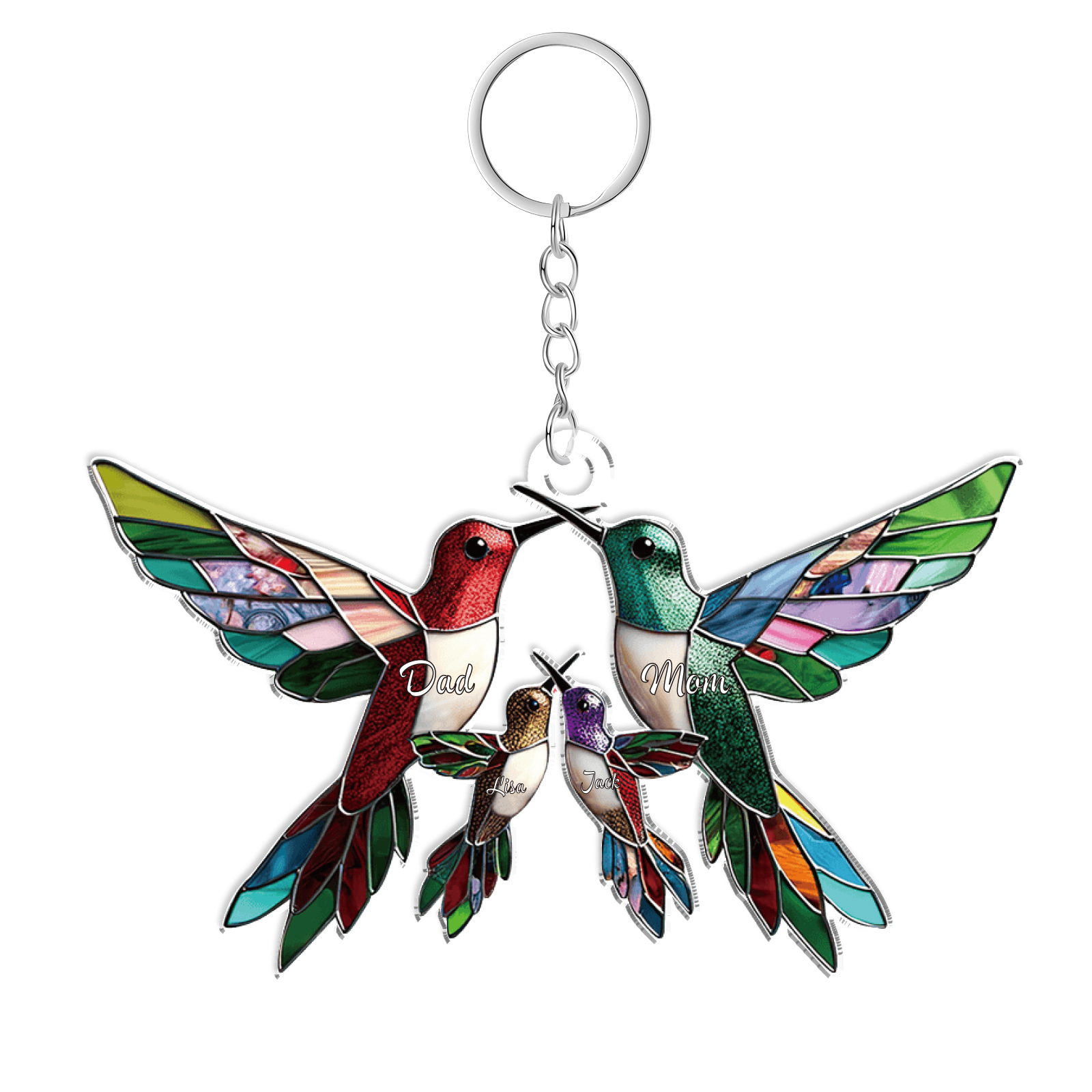 Personalised Hummingbird Family Christmas Ornament Custom 4 Names Gift-Jessemade AU