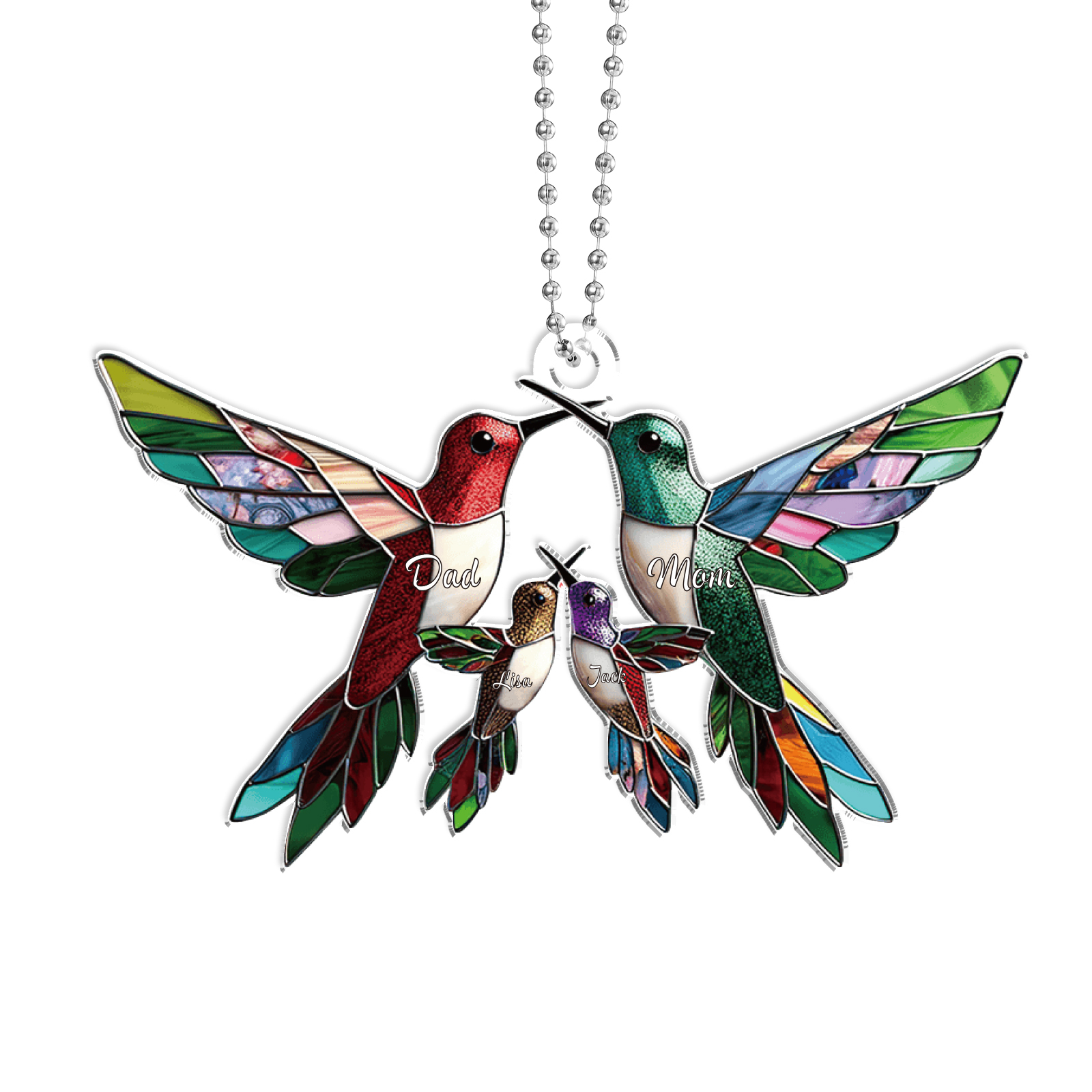 Personalised Hummingbird Family Christmas Ornament Custom 4 Names Gift-Jessemade AU