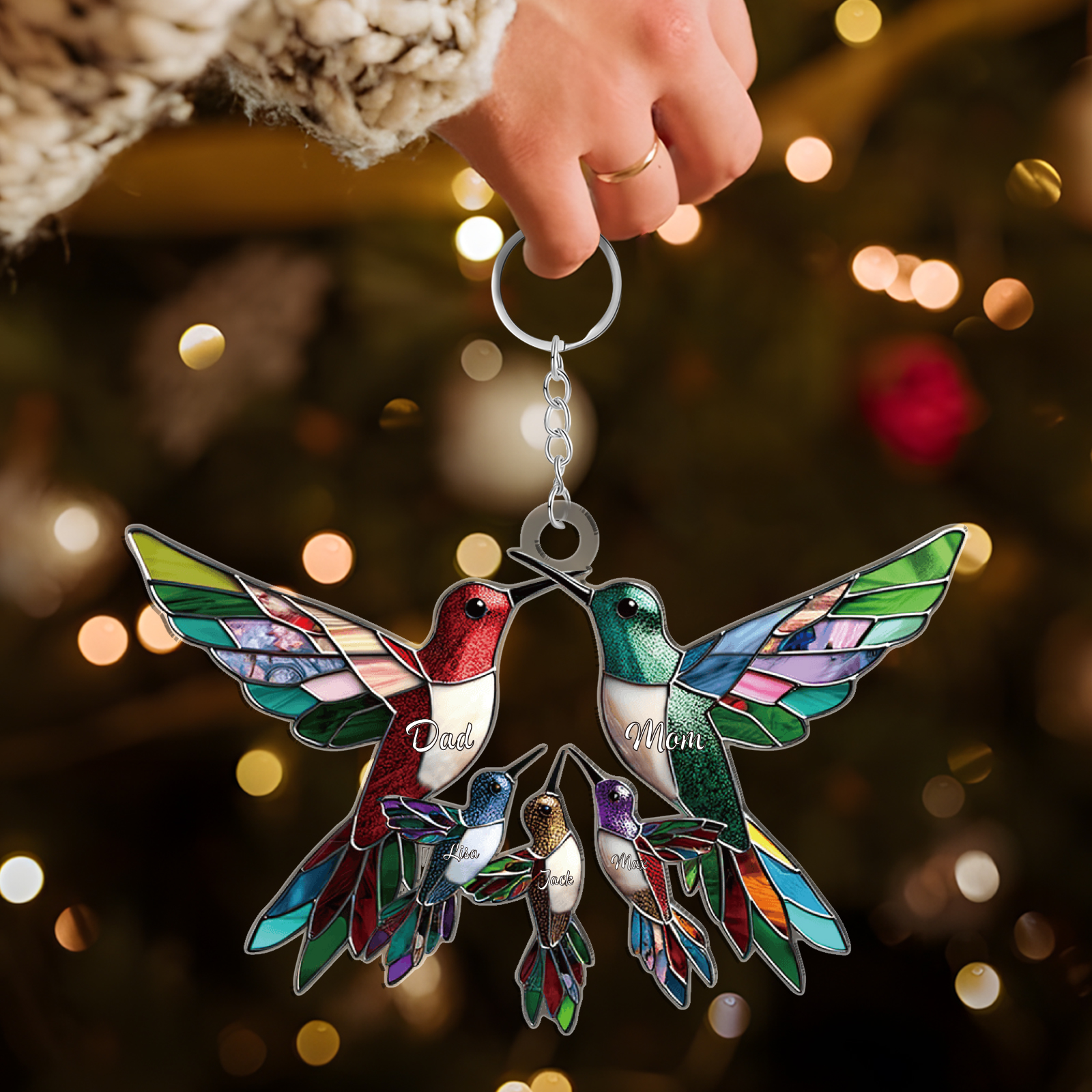 Personalised Hummingbird Family Christmas Ornament Custom 5 Names Gift-Jessemade AU