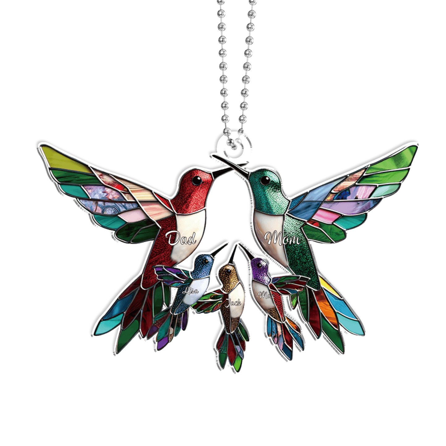 Personalised Hummingbird Family Christmas Ornament Custom 5 Names Gift-Jessemade AU