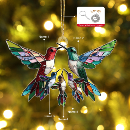 Personalised Hummingbird Family Christmas Ornament Custom 5 Names Gift-Jessemade AU