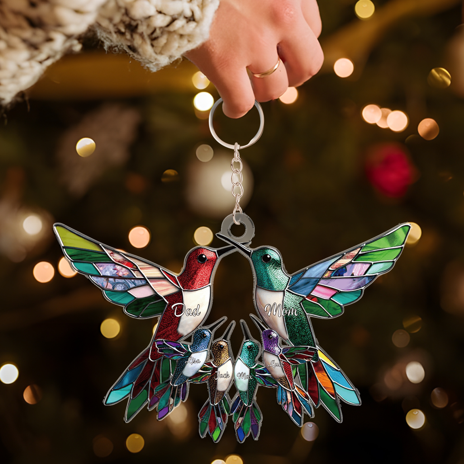 Personalised Hummingbird Family Christmas Ornament Custom 6 Names Gift-Jessemade AU