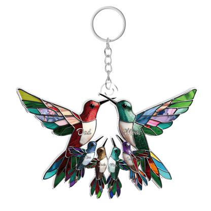 Personalised Hummingbird Family Christmas Ornament Custom 6 Names Gift-Jessemade AU