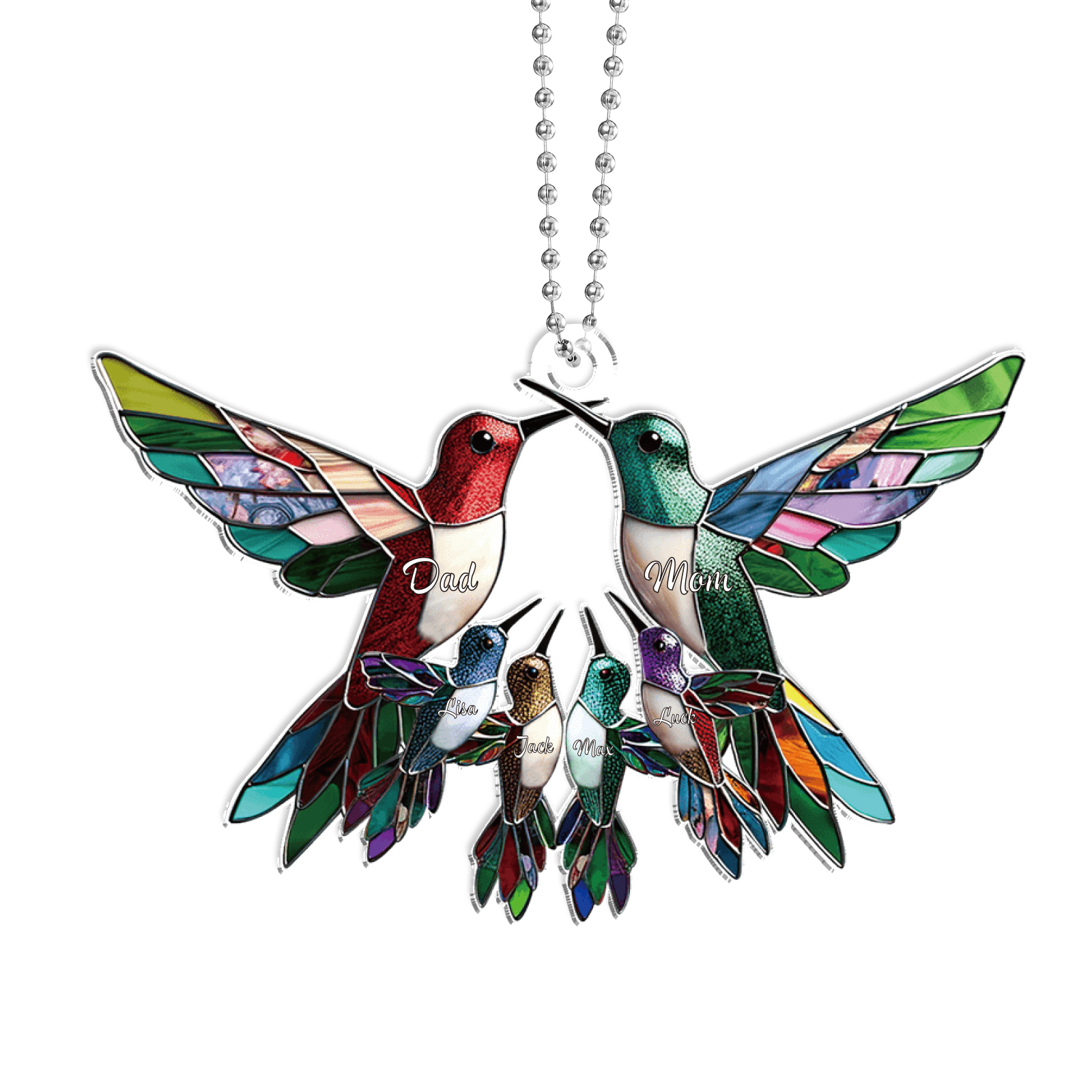 Personalised Hummingbird Family Christmas Ornament Custom 6 Names Gift-Jessemade AU