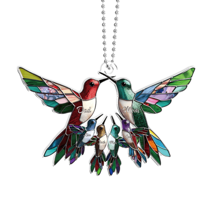 Personalised Hummingbird Family Christmas Ornament Custom 6 Names Gift-Jessemade AU