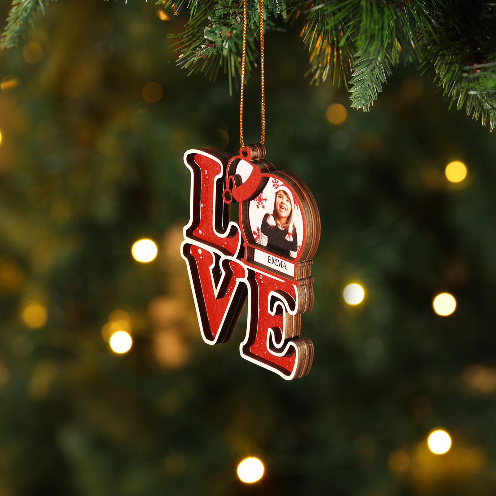 Personalised LOVE Christmas Ornament with Custom Photo & Name Perfect Holiday Gift for Family-Jessemade AU